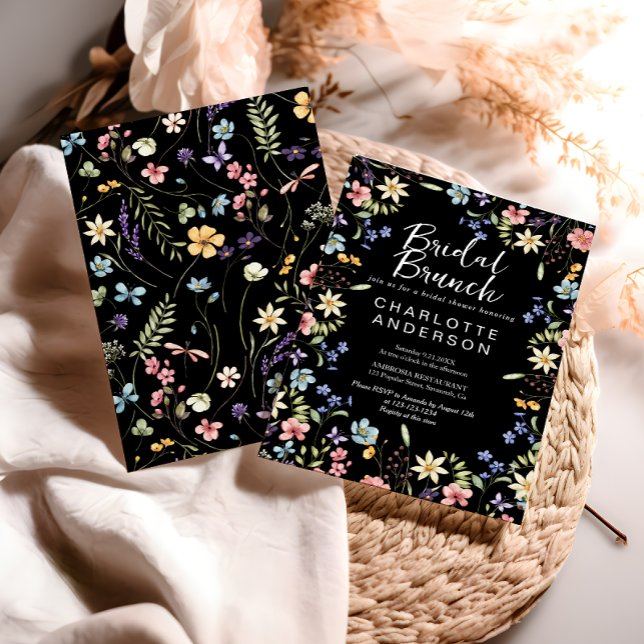 Black Floral Brautparty Bridal Brunch Einladung (Von Creator hochgeladen)