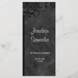 Black Floral Chalkbaord Goth Hochzeitsprogramme Programm