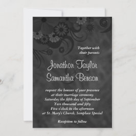 Black Floral Chalkboard 5" x 7" Einladung zur Hoch