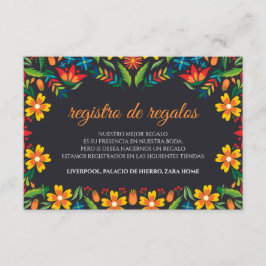 Black Floral Colorful Botanical Spanish Wedding Begleitkarte