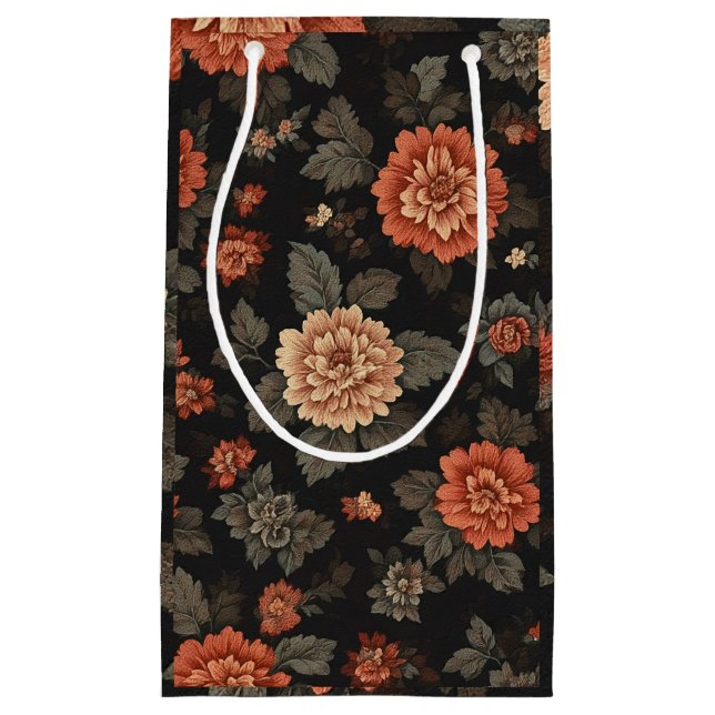 Black Floral Fantasy Kleine Geschenktüte (Vorderseite)