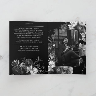 Black Floral Folal Funeral Memorial Programme