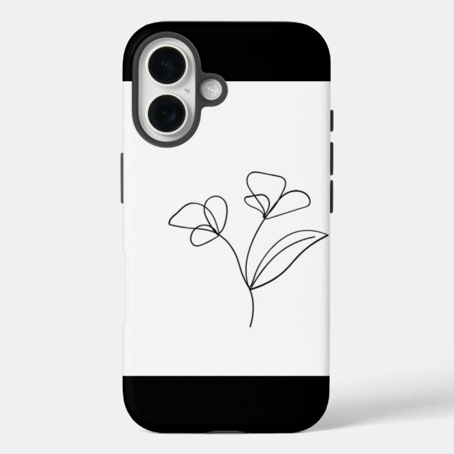 Black Floral Line Art Phone Case (Rückseite)