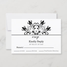 Black Floral Mandala RSVP Karte