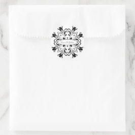 Black Floral Mandala Runder Aufkleber