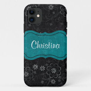Black Floral Mate ID™ iPhone 5 Coque