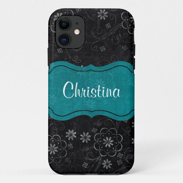 Black Floral Mate ID™ iPhone 5 Coque (Dos)