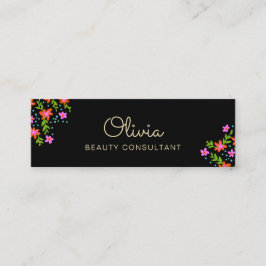 Black Floral Mini Signature Script Business Card Visitenkarte
