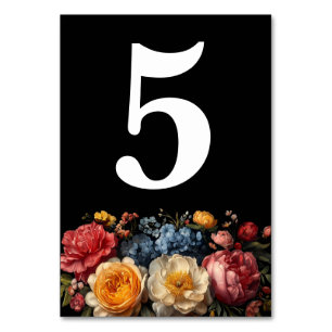 Black Floral Moody Botanical Chic Wedding Tischnummer