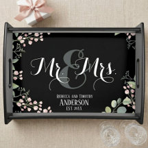 Black Floral Mr. und Mrs. Personalisiert Wedding G