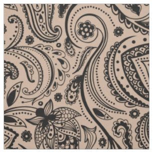 Black Floral Paisley - Custom Tan Hintergrund Stoff