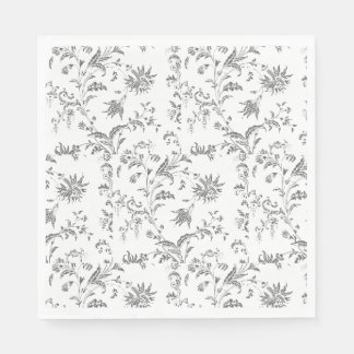 Black Floral Paper Napkin Serviette