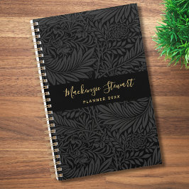 Black Floral Pattern 2026 Planer