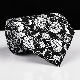 Black Floral Pattern Custom Necktie Krawatte