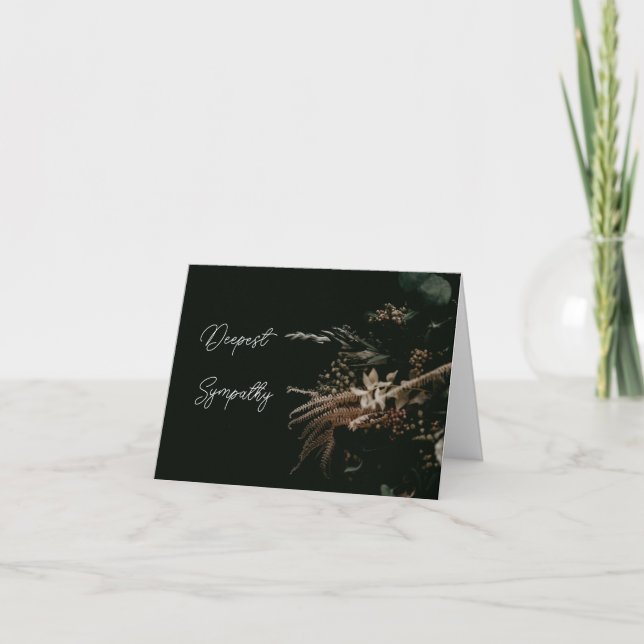 Black Floral Personalized Sympathy Card Karte (Vorderseite)