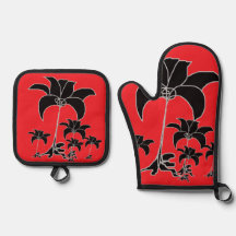 Black Floral Red