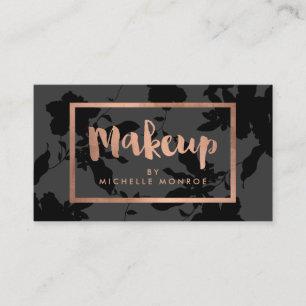 Black Floral Rose Gold Text Makeup Artist Visitenkarte