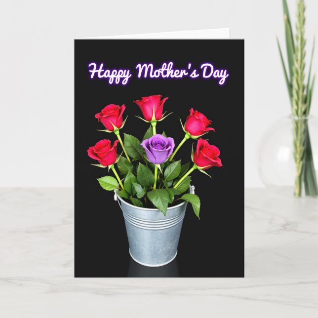 Black Floral Roses Special Card Karte (Vorderseite)