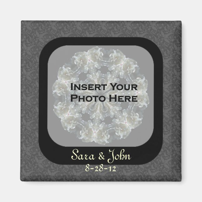 Black Floral Save the Date Wedding Magnet (Vorne)