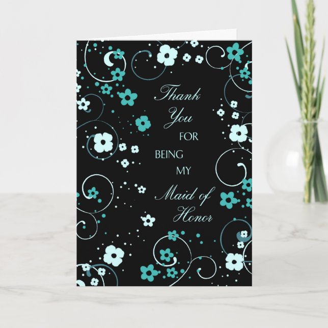 Black Floral Vielen Dank Trauzeugin Card Dankeskarte (Vorderseite)