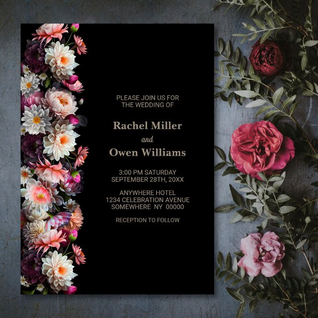 Black Floral Wedding Einladung (Von Creator hochgeladen)