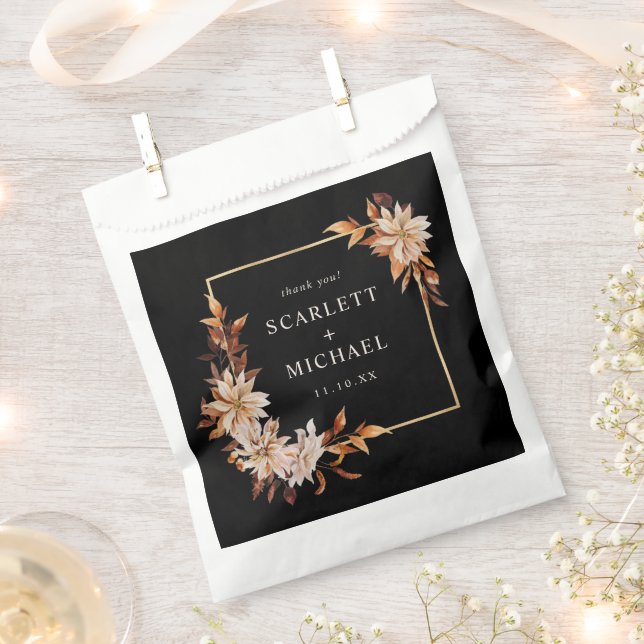 Black Floral Wedding Geschenktütchen (Ausgeschnitten)