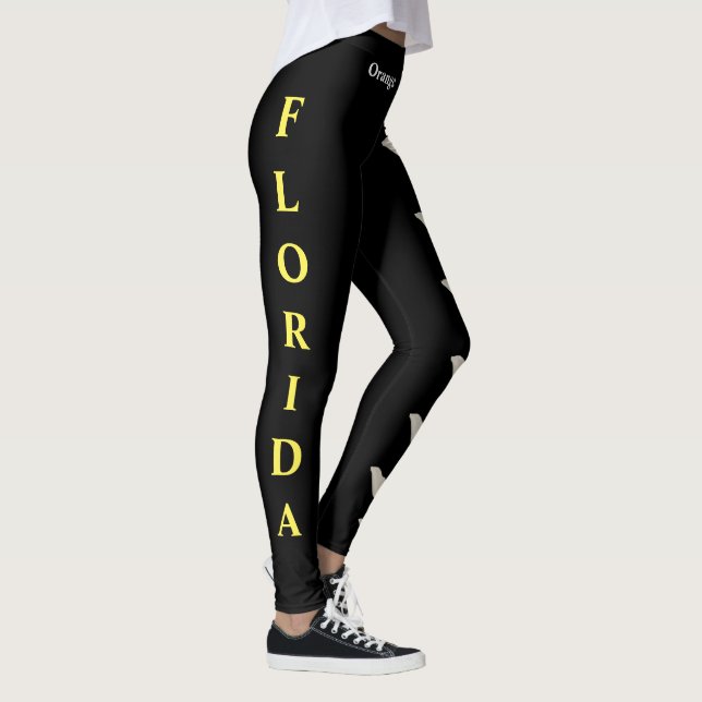 Black Florida State Flower Orange Blossom Leggings (Droite)