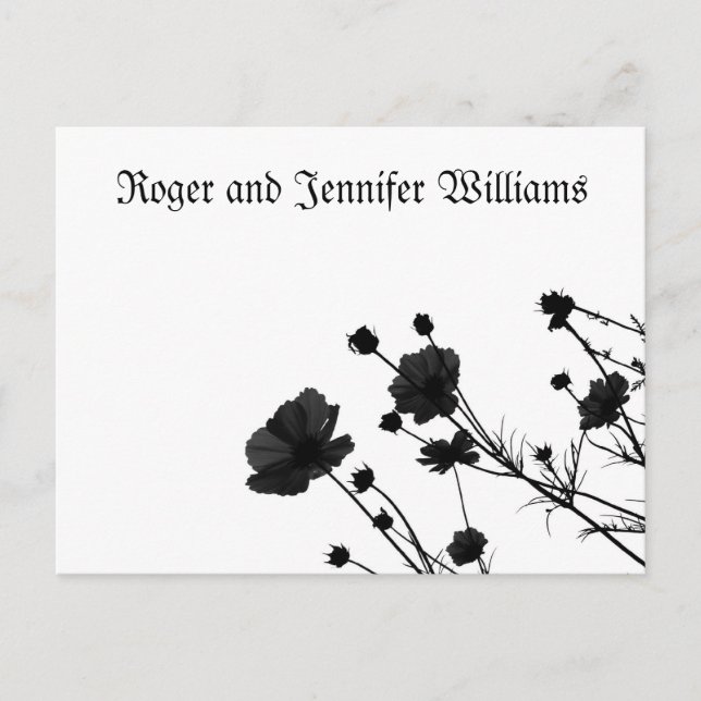 Black Flower Bloom Vielen Dank Postkarte (Vorderseite)