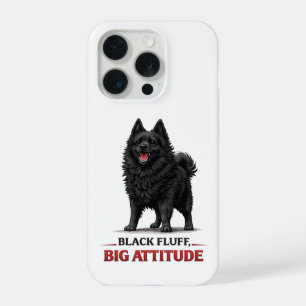 Black Fluff, große Attitüde Schipperke iPhone 15 Pro Hülle