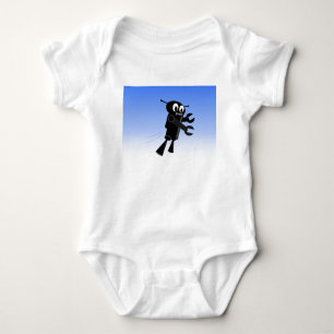 Black Flying Robot Blue Sky Hintergrund Baby Strampler