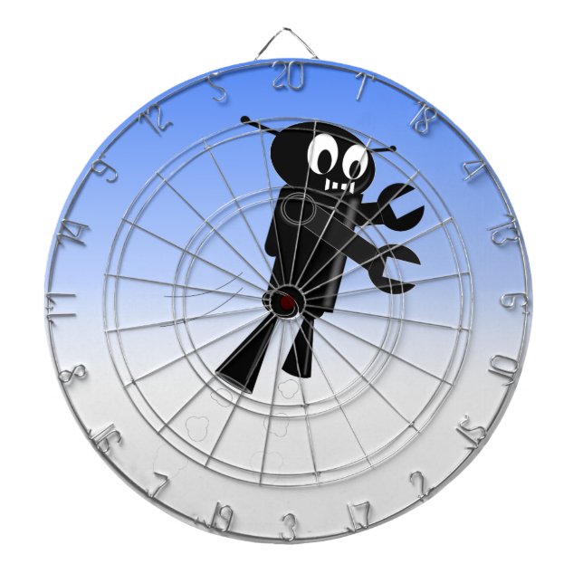 Black Flying Robot Blue Sky Hintergrund Dartscheibe (vorne)