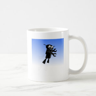 Black Flying Robot Blue Sky Hintergrund Kaffeetasse