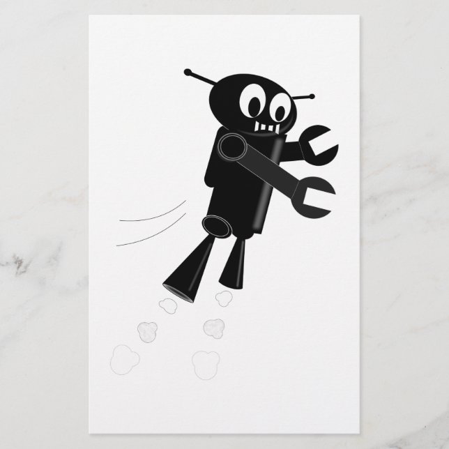Black Flying Robot Briefpapier (Vorderseite)
