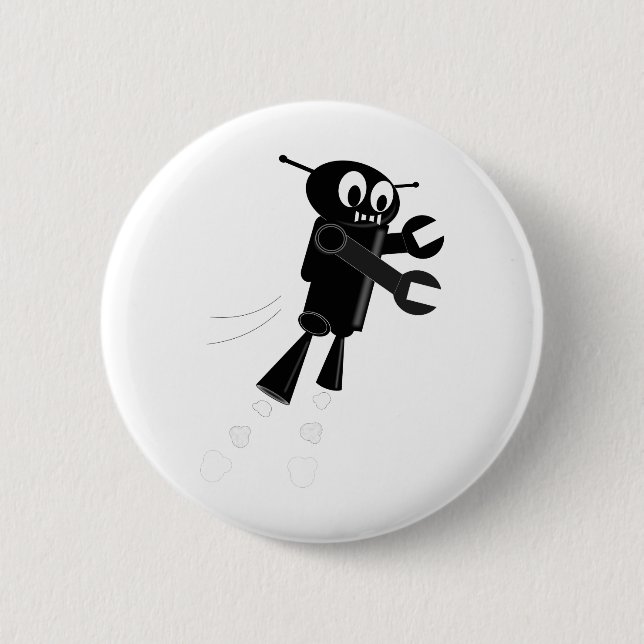 Black Flying Robot Button (Vorderseite)