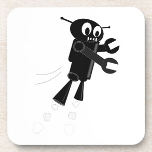 Black Flying Robot Getränkeuntersetzer