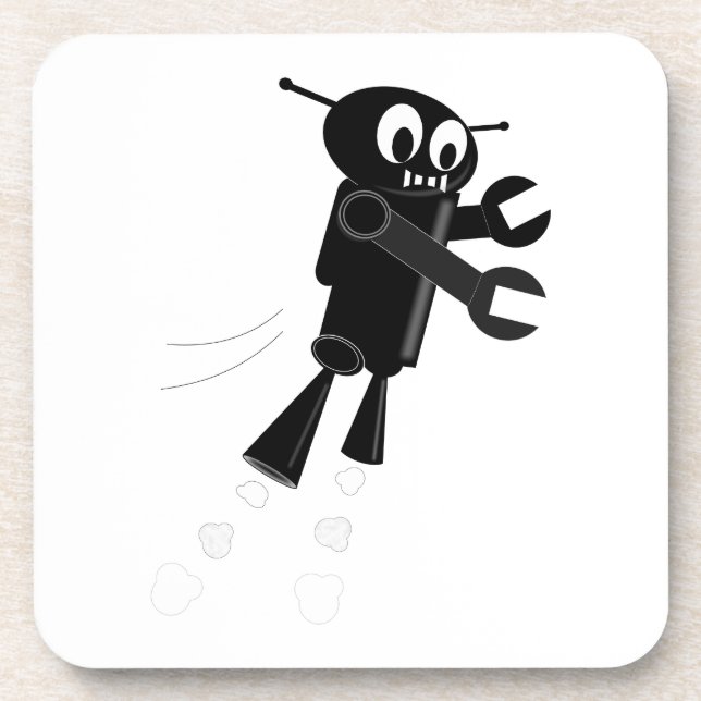 Black Flying Robot Getränkeuntersetzer (Vorderseite)