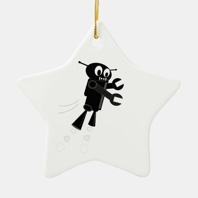 Black Flying Robot Keramik Ornament (Vorne)
