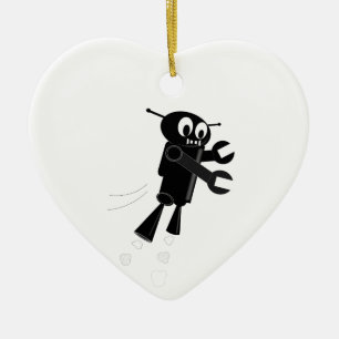Black Flying Robot Keramik Ornament