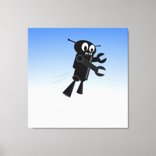 Black Flying Robot Leinwanddruck