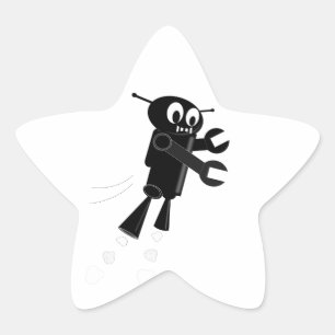 Black Flying Robot Stern-Aufkleber