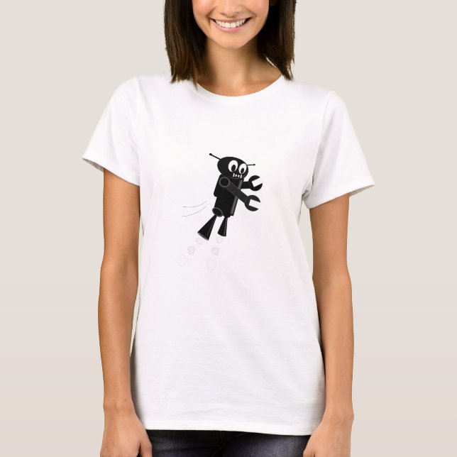 Black Flying Robot T-Shirt (Vorderseite)