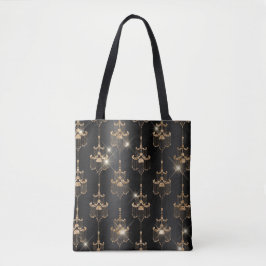 Black Foil und Gold Glitzer Glam Kronleuchter Tasche
