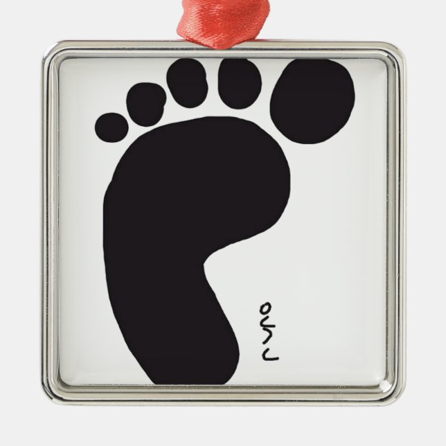 Black Foot Print Ornament Aus Metall (Vorne)