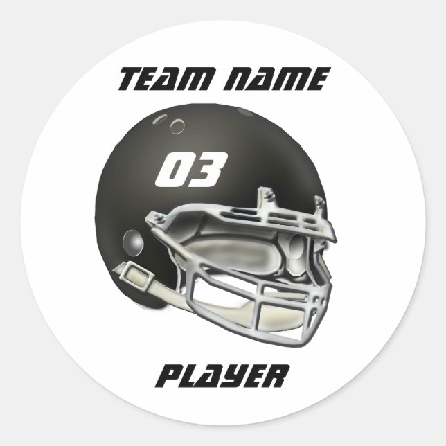 Black Football Helm Runder Aufkleber (Vorderseite)