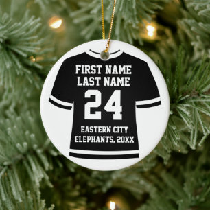 Black Football Soccer Hockey Sports Jersey Keramik Ornament