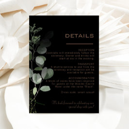 Black Formal Minimal Eucalyptus Wedding Details   Begleitkarte