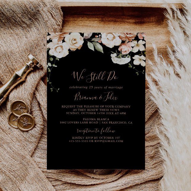 Black Formal Royal Floral We Do Vow Erneuerung Einladung (Von Creator hochgeladen)