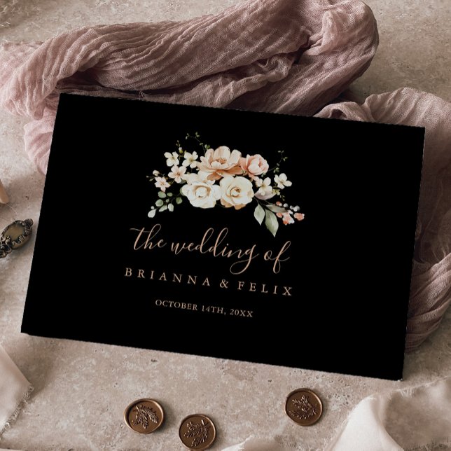 Black Formal Royal Floral Wedding Gästebuch (Von Creator hochgeladen)