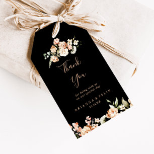 Black Formal Royal Floral Wedding Vielen Dank Geschenkanhänger