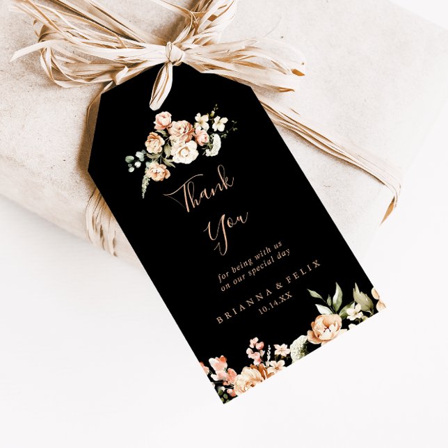 Black Formal Royal Floral Wedding Vielen Dank Geschenkanhänger (Von Creator hochgeladen)